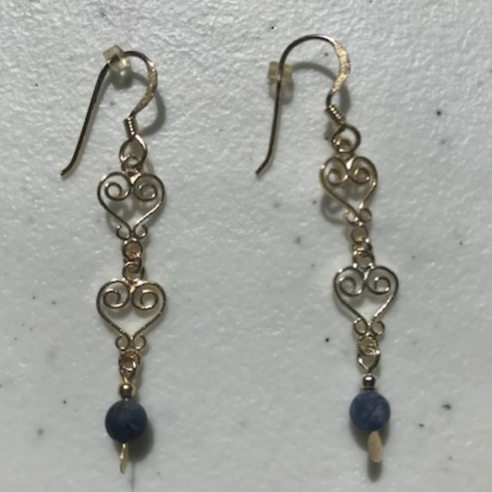 Silver heart dangle earrings